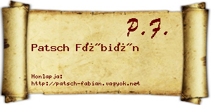Patsch Fábián névjegykártya